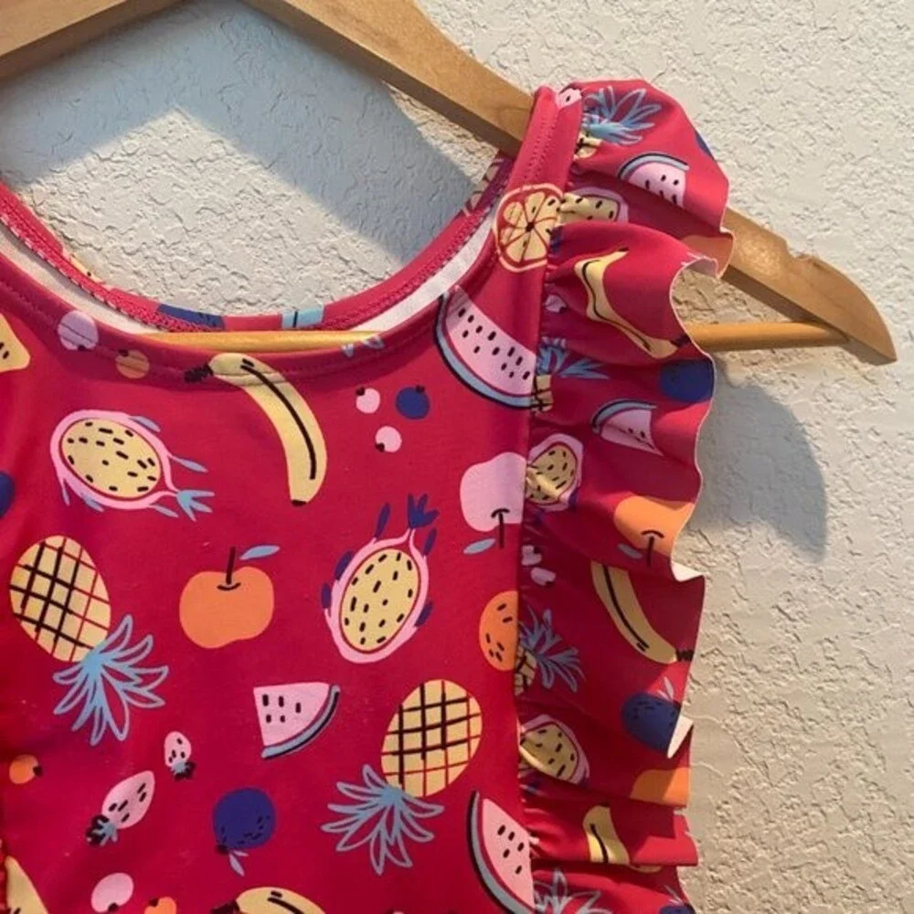 Andy And Evan Girls Fruity Ruffle One Piece Swimsuit - Size 6 - EUC